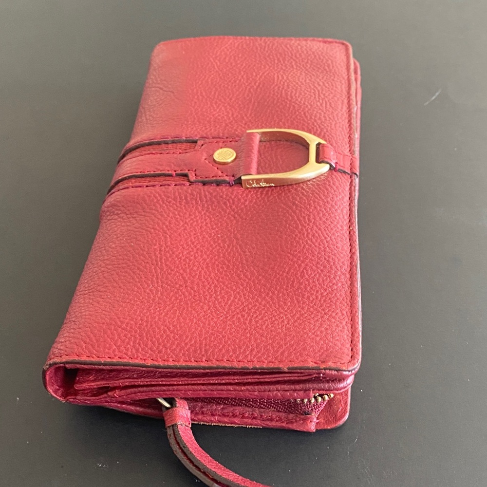 Cole Haan Red Leather Wallet with Gold Accent